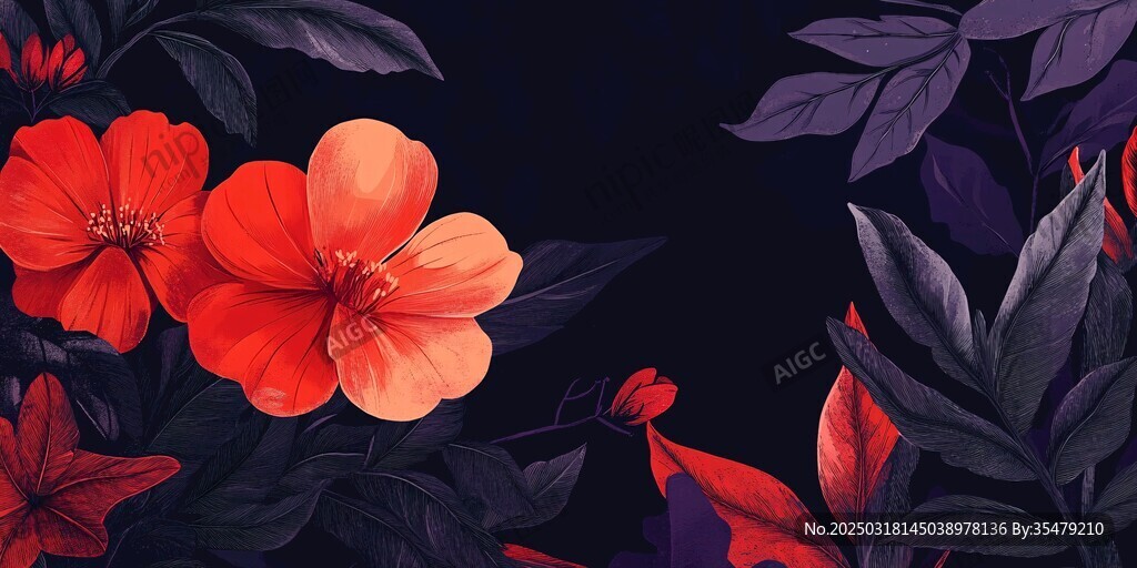 暗夜中的熱帶花卉