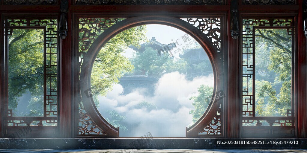 云霧繚繞的古典園林