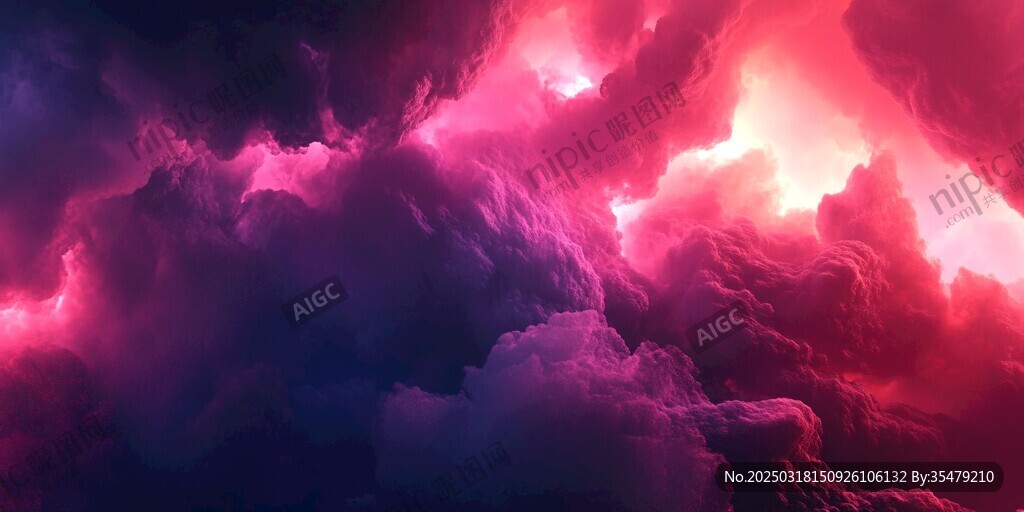 彩色云彩的奇幻景象
