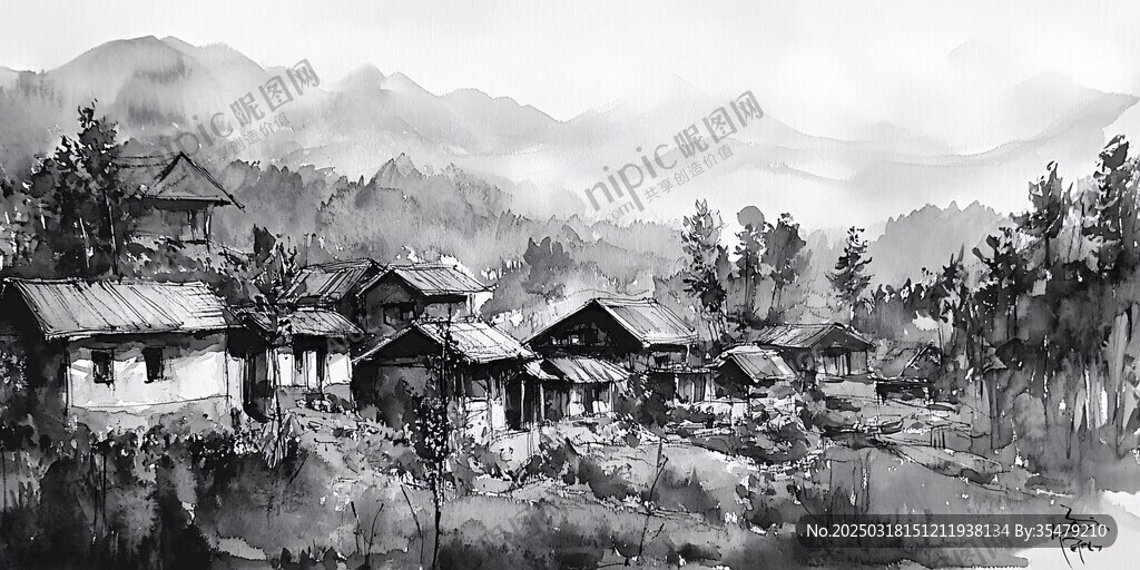 山村風景畫