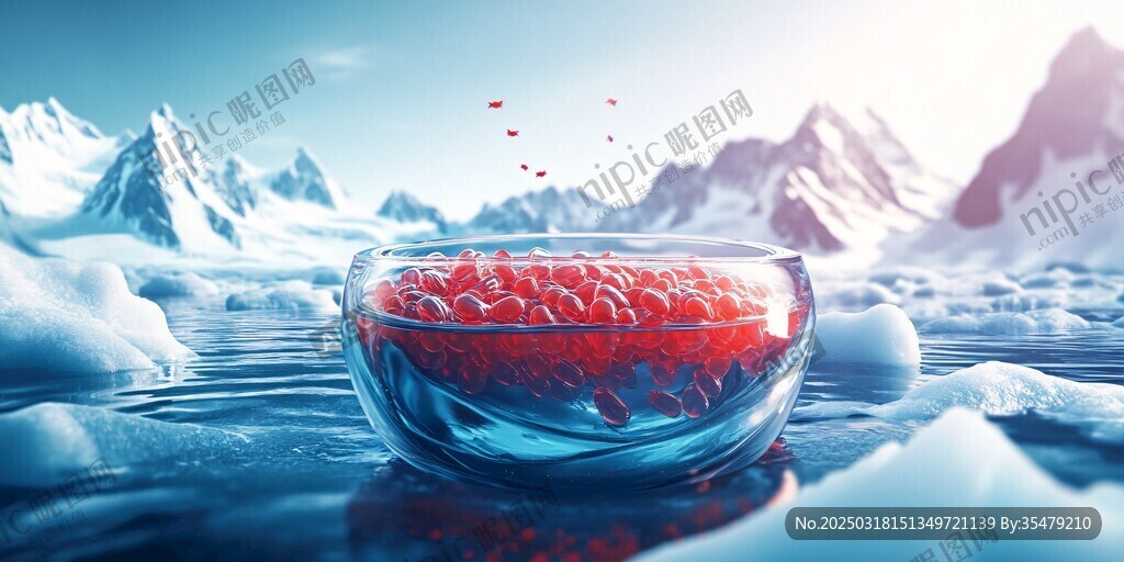 超現實的山地風景中的紅色果凍杯