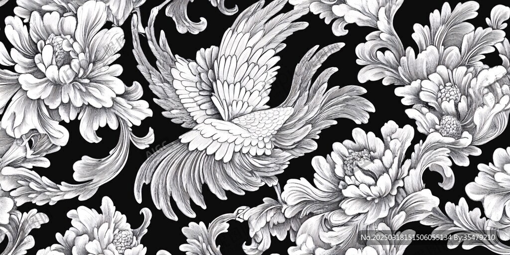 黑白花鳥圖案