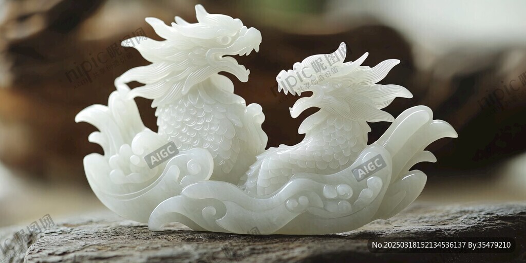 精雕細琢的白色玉石雕刻作品