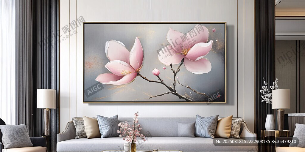 現代簡約風格花卉油畫