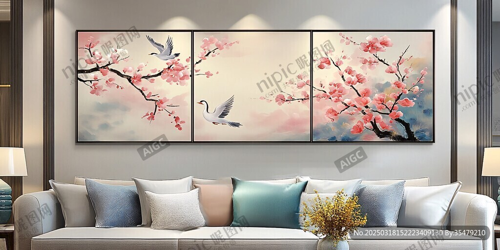 桃花飛鳥圖