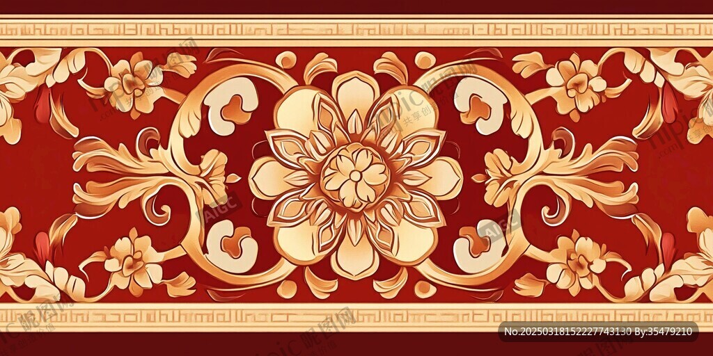 紅色和金色傳統(tǒng)花卉圖案