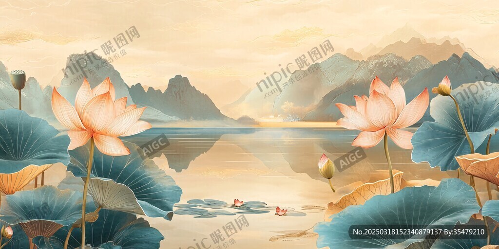 荷塘山水圖