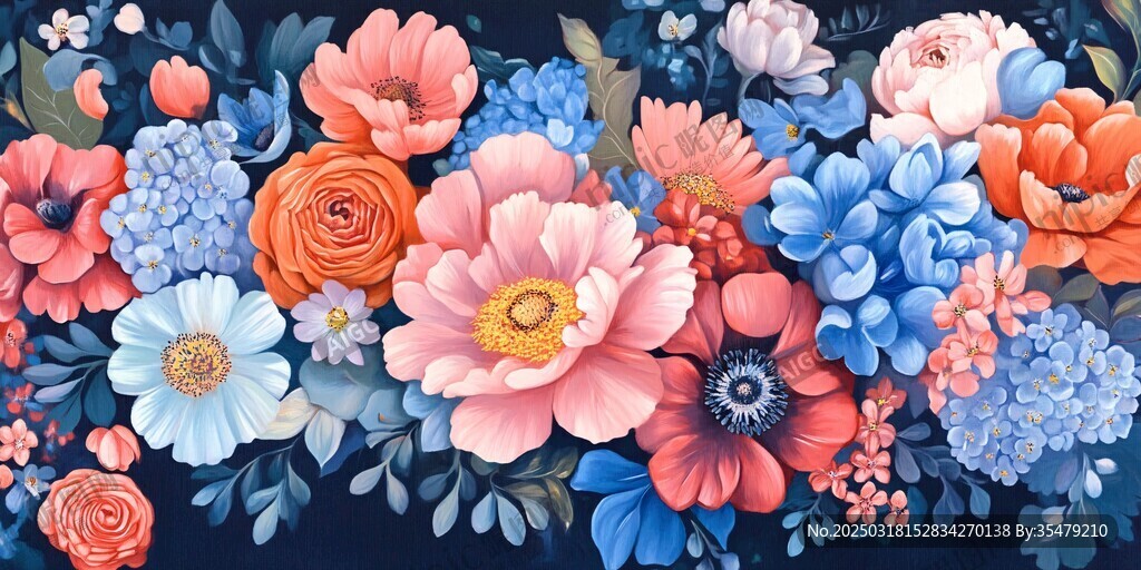 絢麗多彩的花卉畫(huà)作