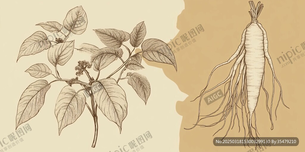 人參植物插圖