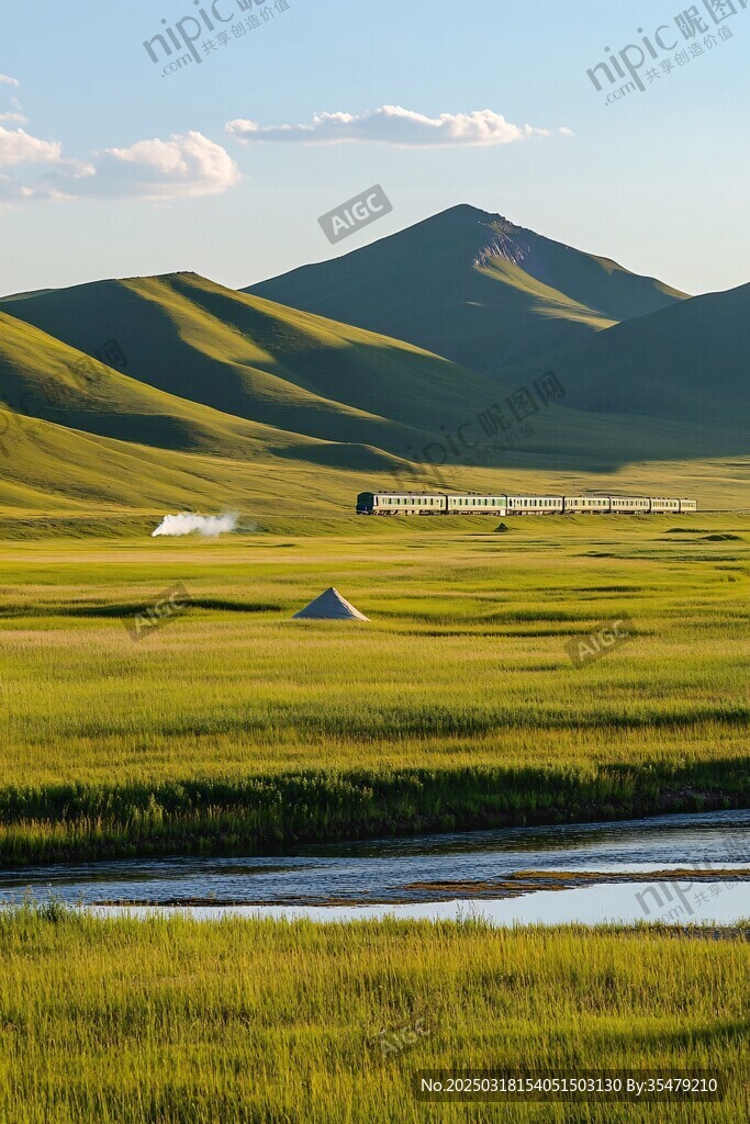 綠色山谷中的火車之旅