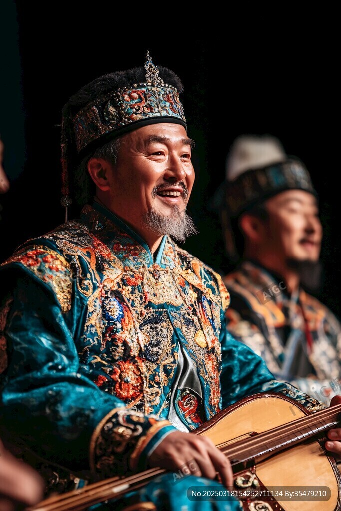 華麗傳統(tǒng)服飾的男子樂團(tuán)