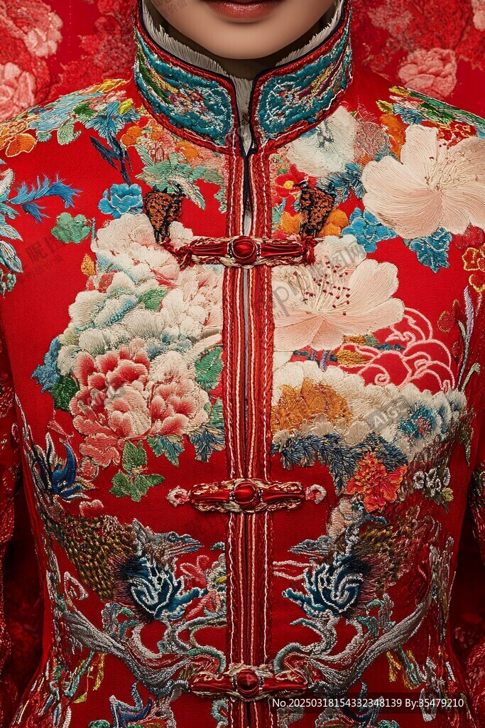 紅色中式婚服的細(xì)節(jié)之美