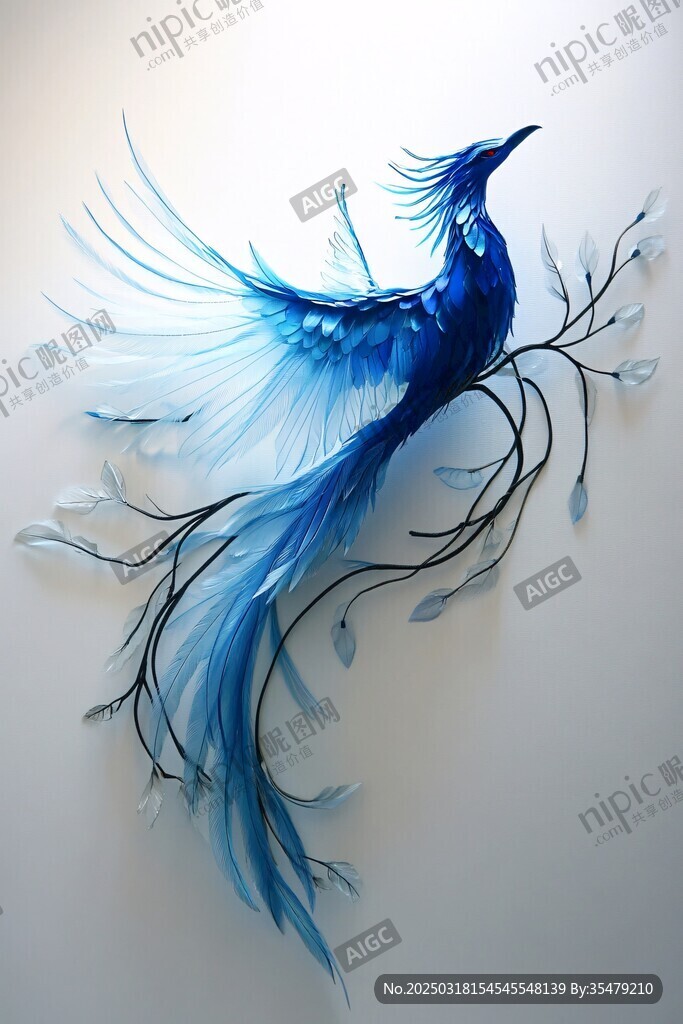 神秘藍(lán)鳳凰棲息于枝頭