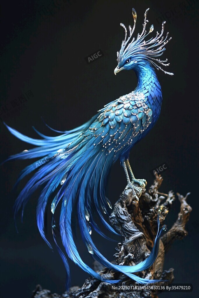 神秘藍鳳凰雕塑