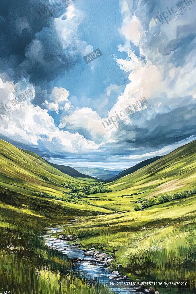 山谷中的溪流風景