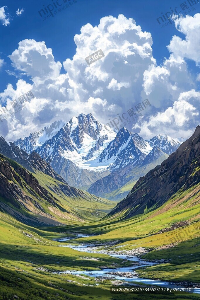 山谷中的雄偉山脈