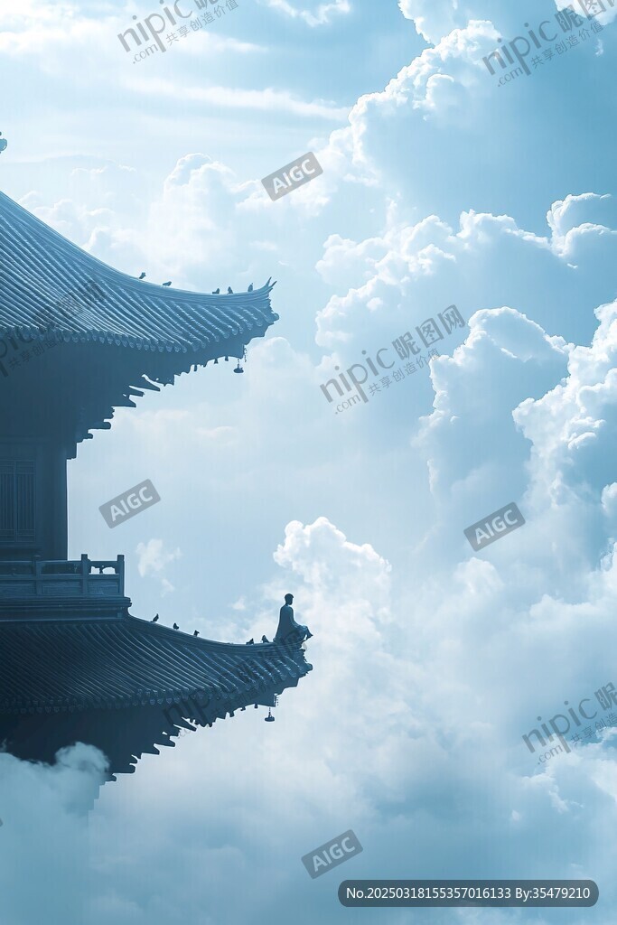 云霧繚繞的古建筑