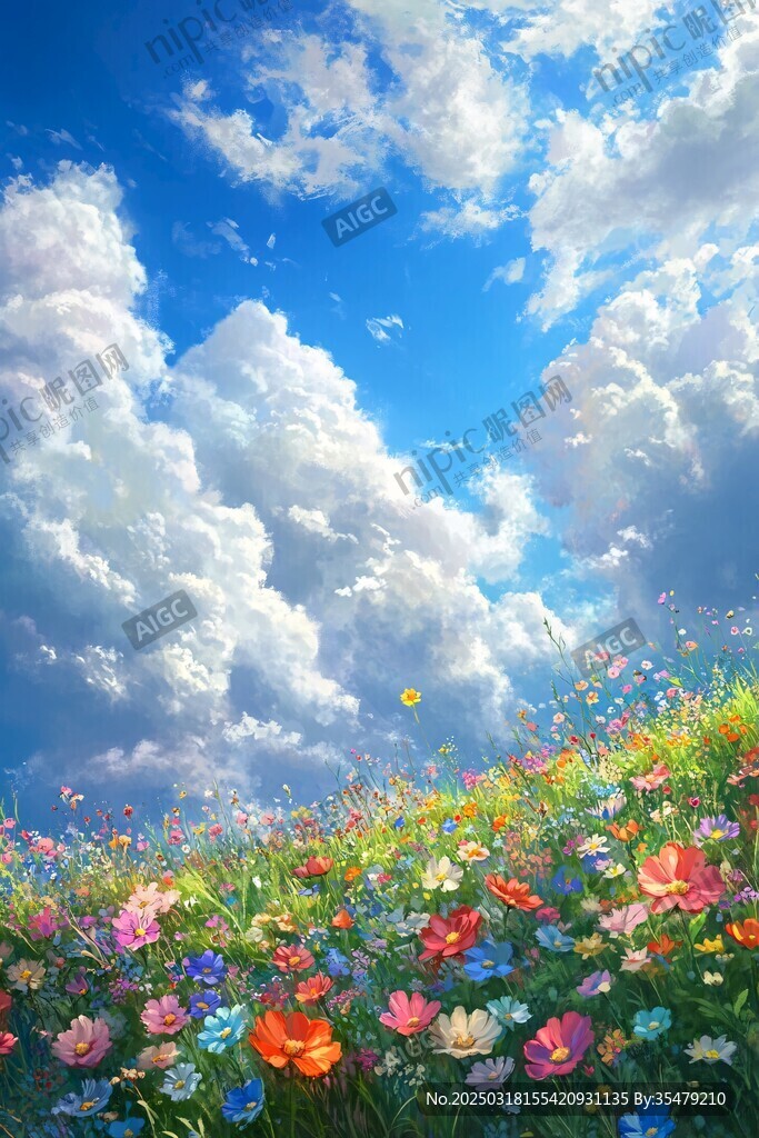 云海下的花海