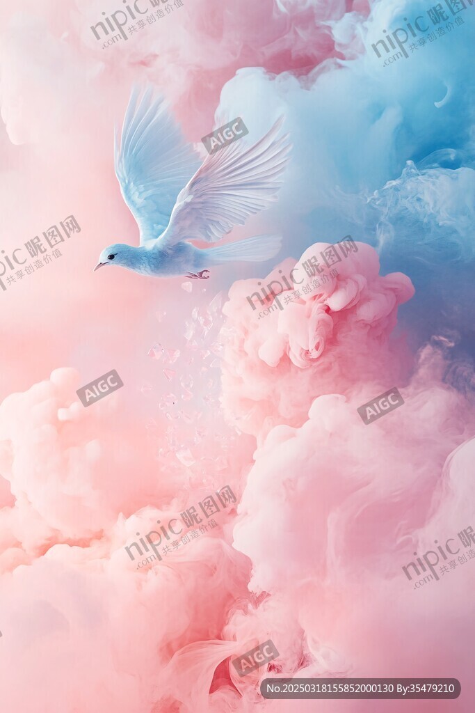 云霧繚繞中的飛鳥(niǎo)