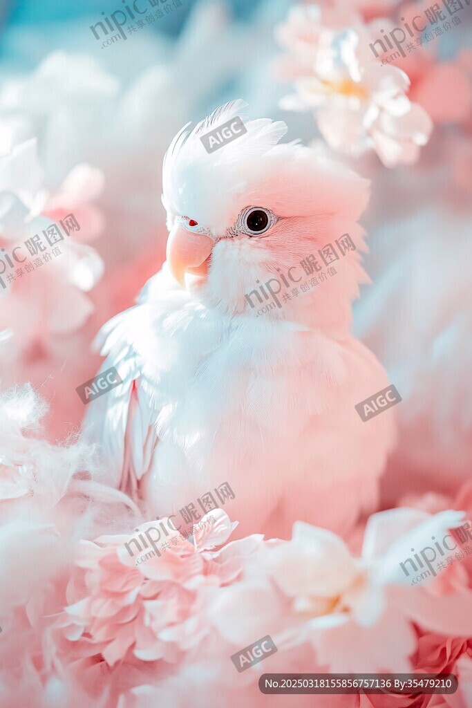粉色夢境中的鳥兒