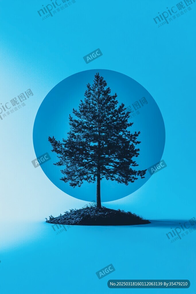 孤獨(dú)的藍(lán)色樹影