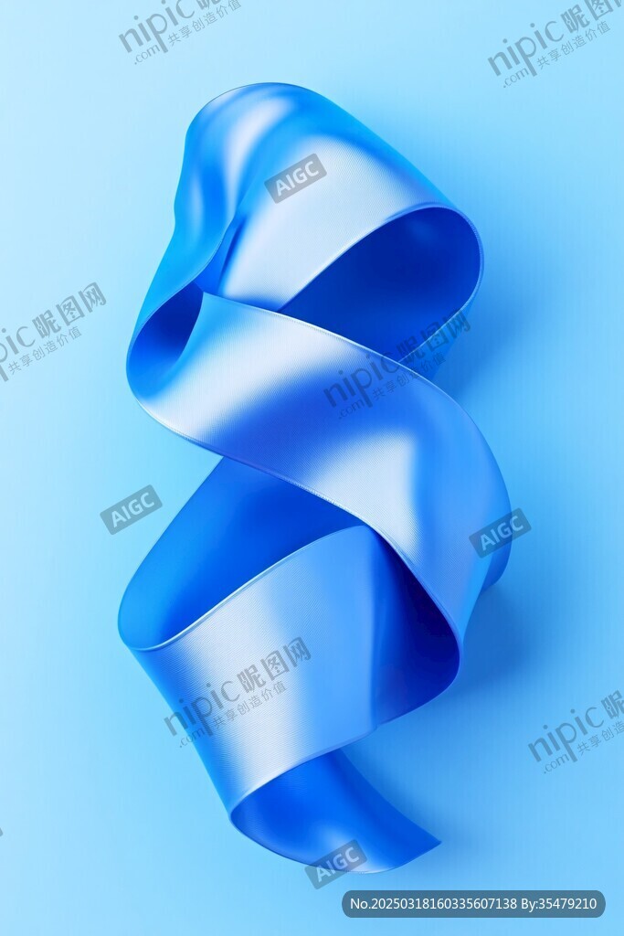 藍色絲帶在藍色背景上