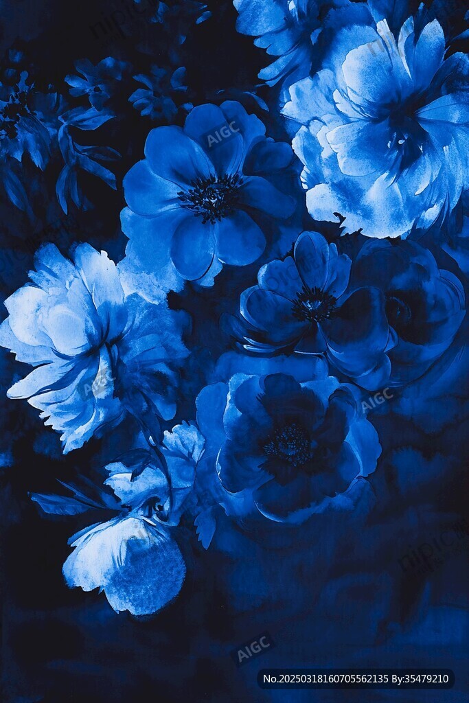 藍(lán)色花卉的朦朧之美