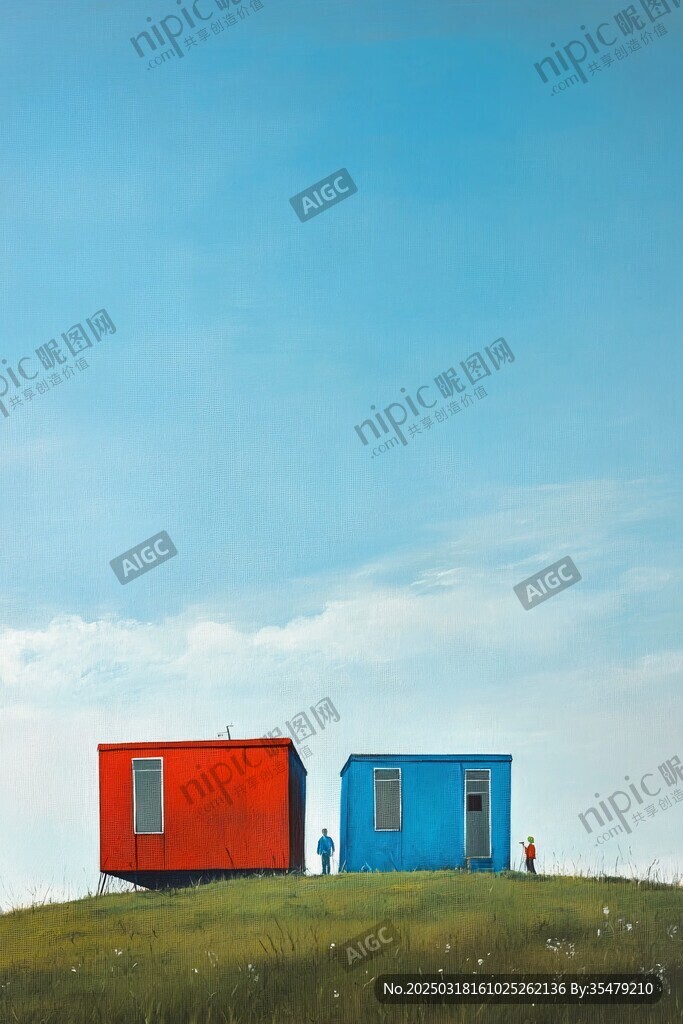 山頂上的兩座小屋