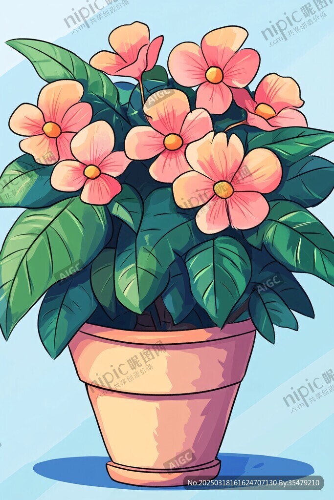 粉紅花卉插畫