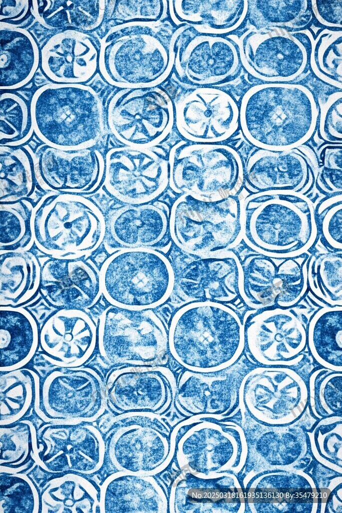 靛藍(lán)扎染圓形圖案