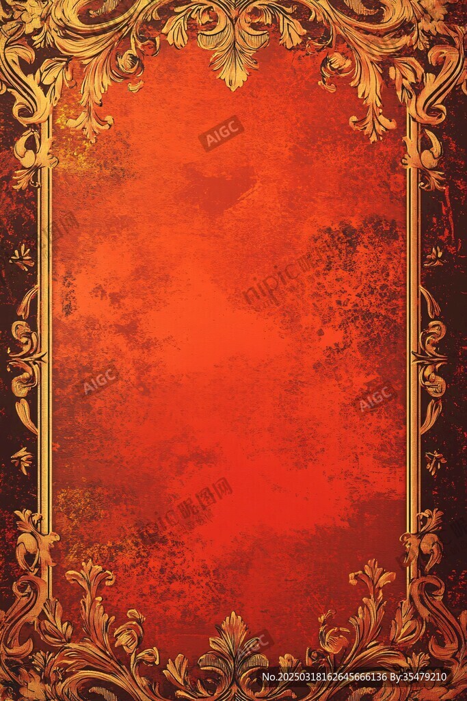 復(fù)古紅金框紋背景