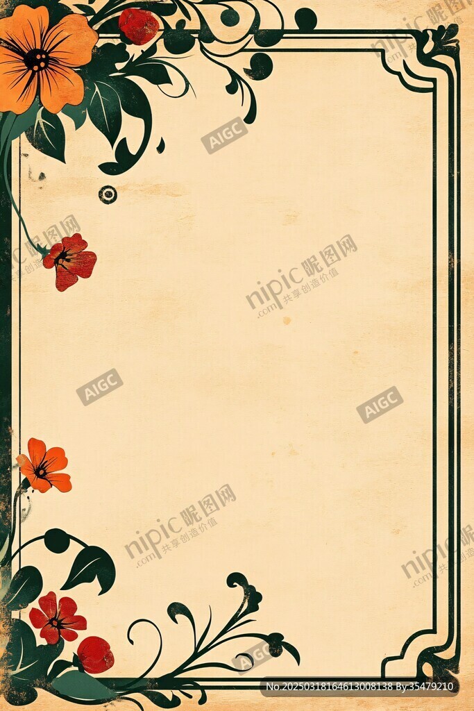 復(fù)古花卉邊框設(shè)計(jì)