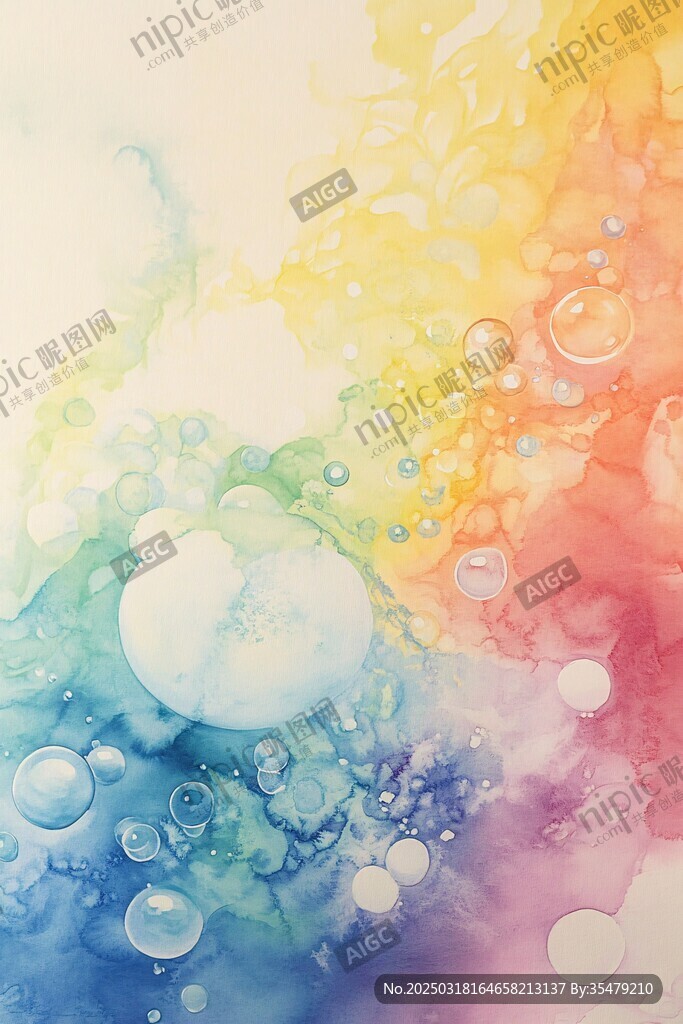 水彩泡泡夢境
