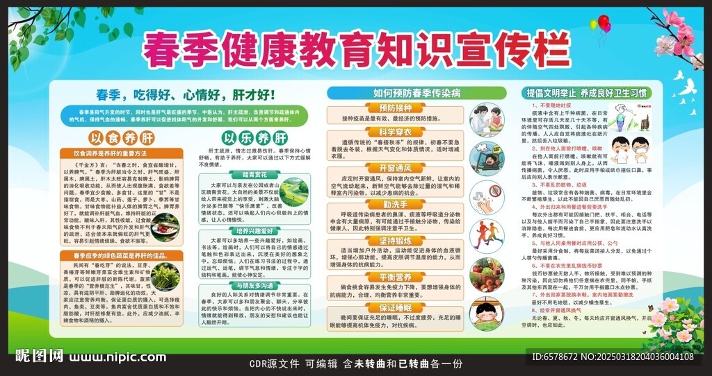 春季健康教育宣傳欄