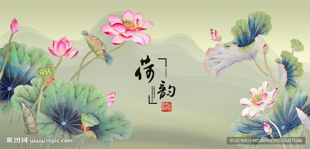 荷花國畫荷花