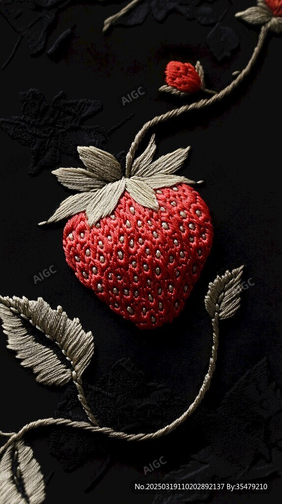 刺繡藝術中的草莓圖案
