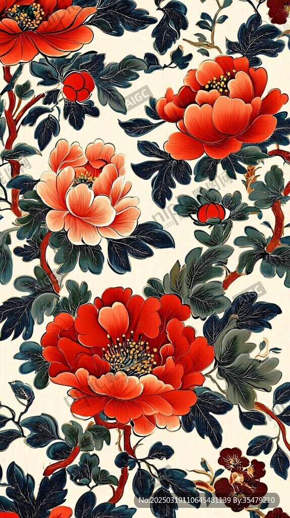 紅色花卉圖案