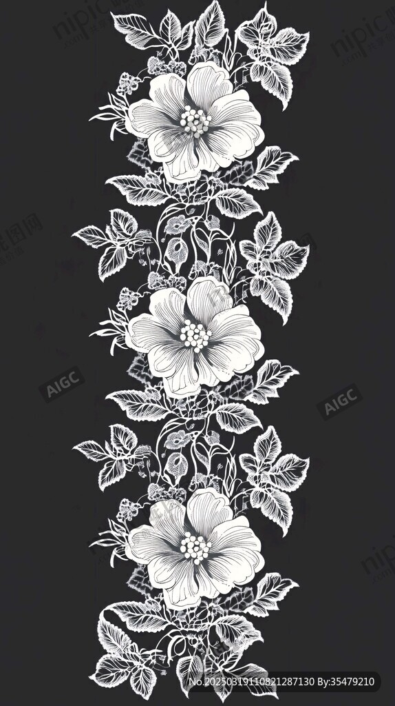 黑白花卉圖案