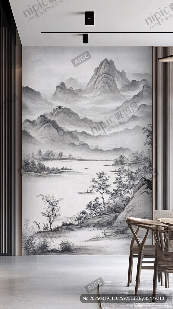 現(xiàn)代中國風山水畫壁畫