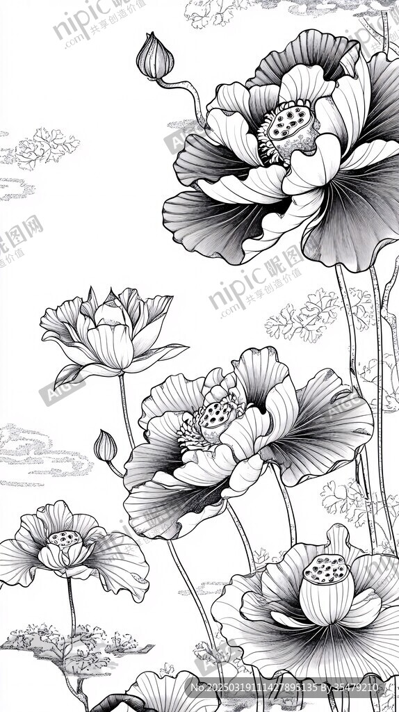 線條中的荷花世界