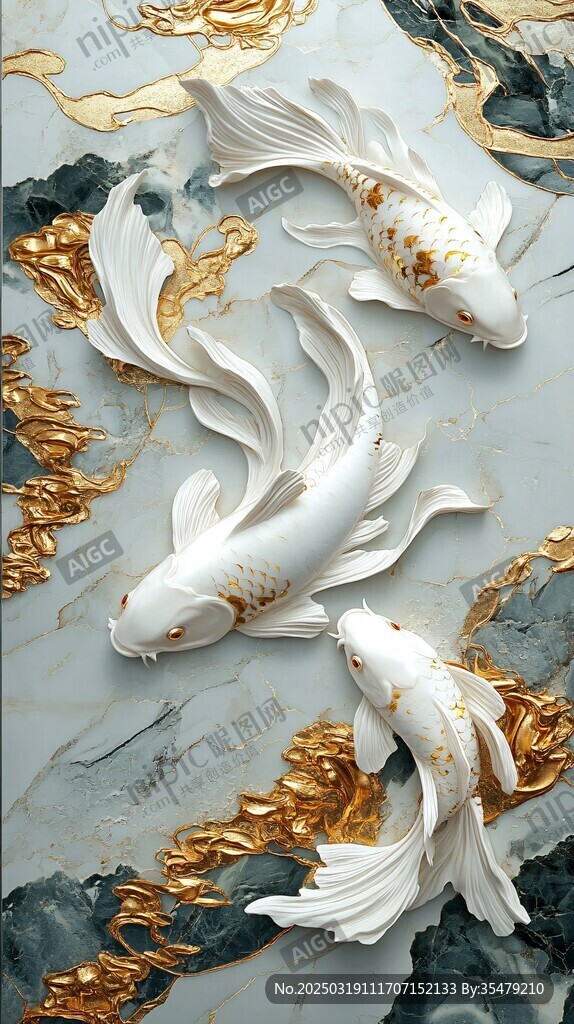 金鱗白鯉 石材上的藝術(shù)