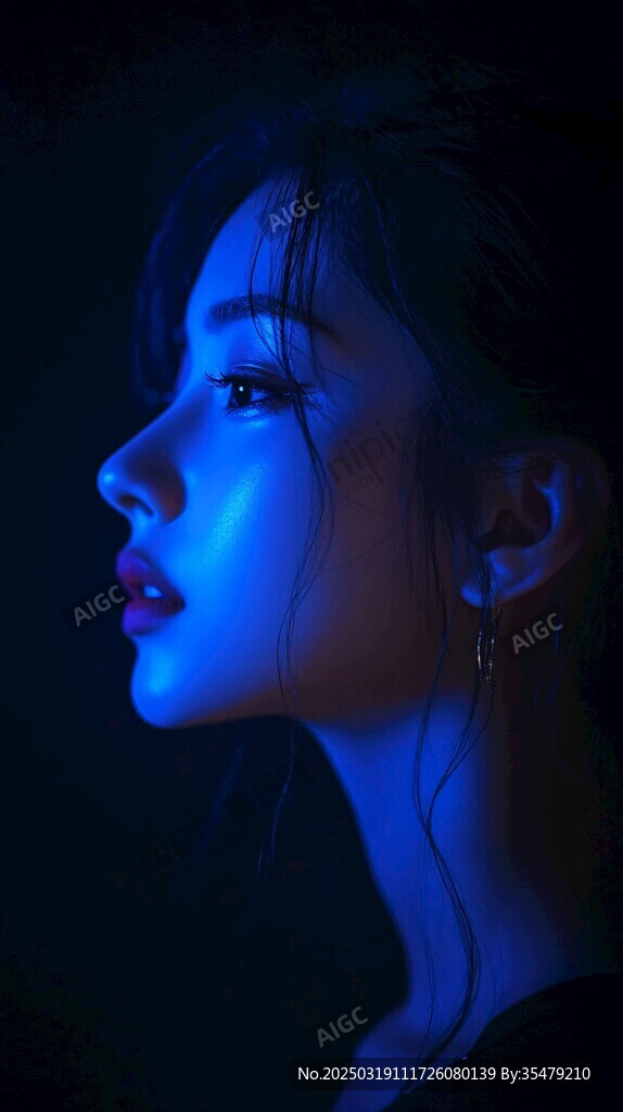 藍色夢境中的女子