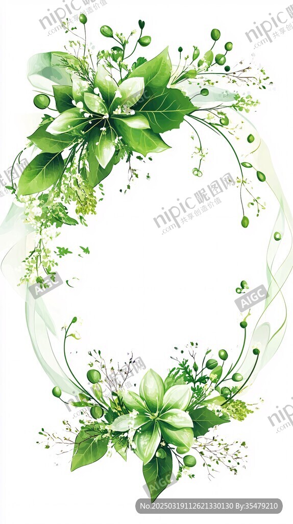 綠色花卉環(huán)形裝飾