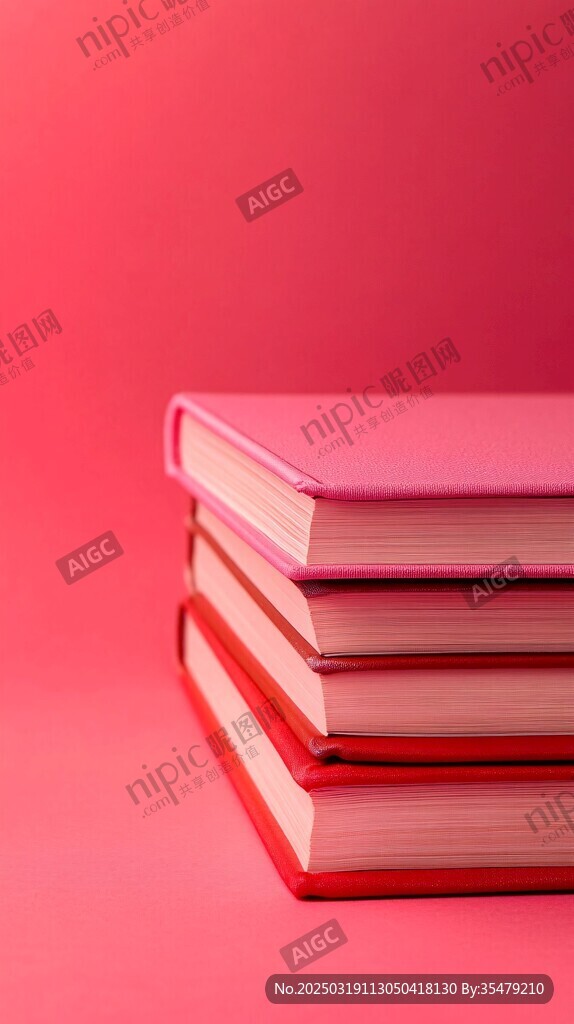 紅色背景上的硬皮書