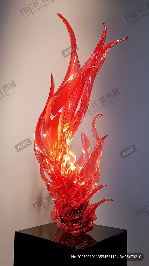 火紅玻璃雕塑