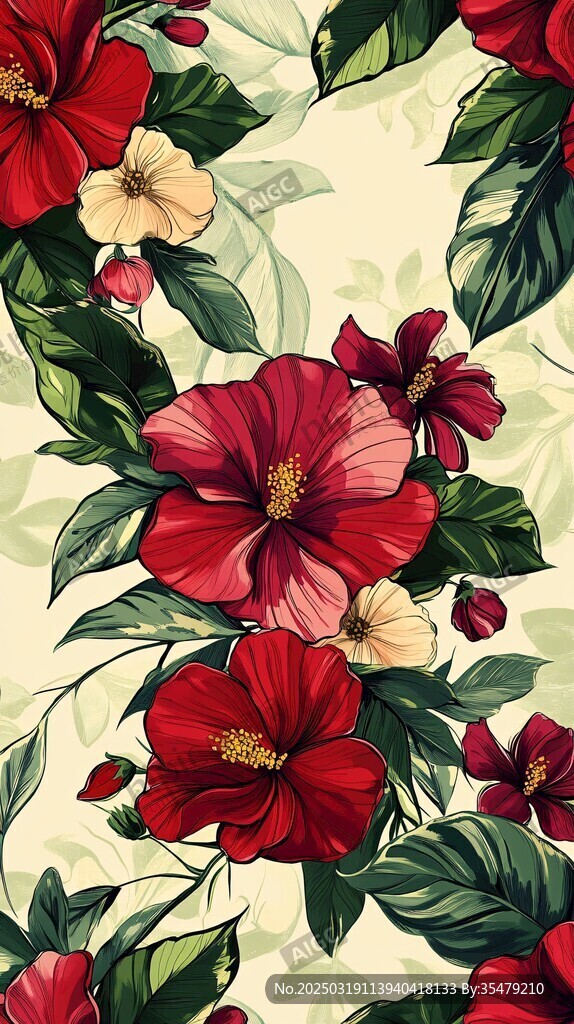 紅色花卉圖案