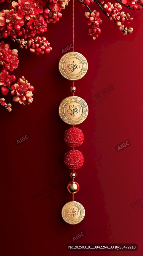 中國(guó)新年紅色財(cái)富符號(hào)
