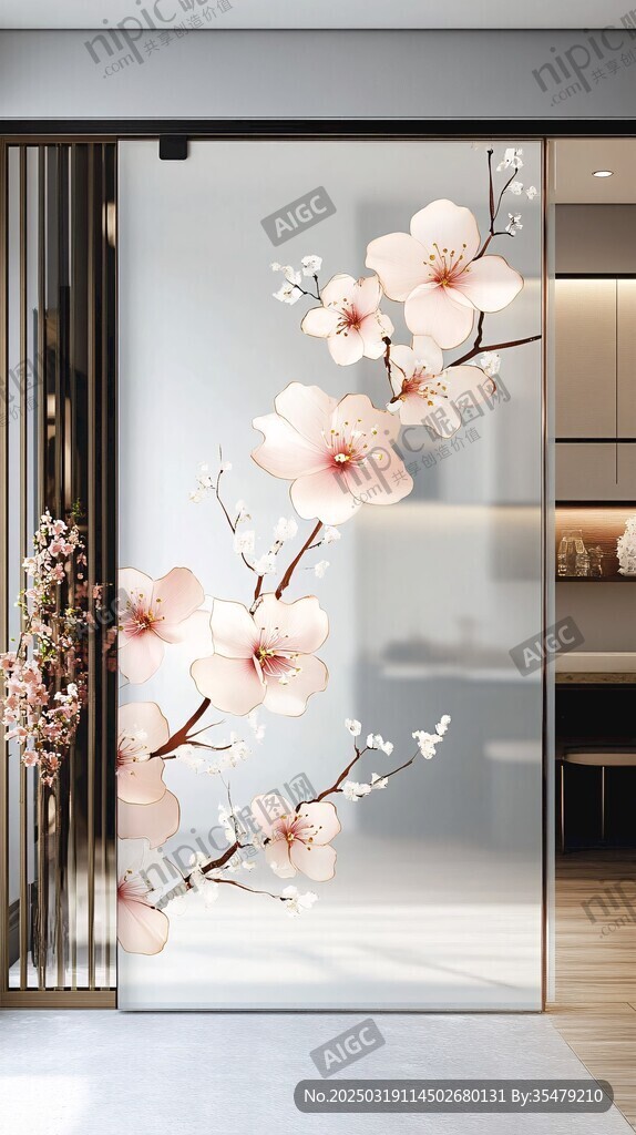 桃花盛開的玻璃藝術(shù)品