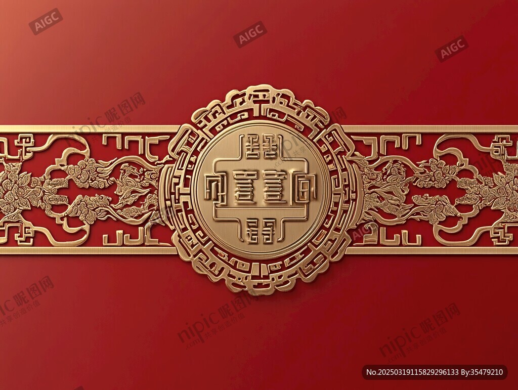紅色金紋背景的中國風(fēng)圖案