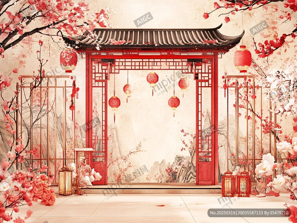 中國風新年燈籠場景